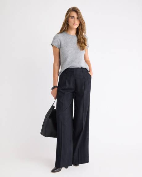 Striped High-Rise Wide-Leg Flannel Pant