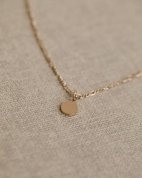Figaro Chain Necklace with Disc Pendant