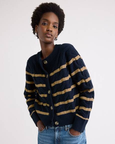 Long-Sleeve Cable-Stitch Cardigan