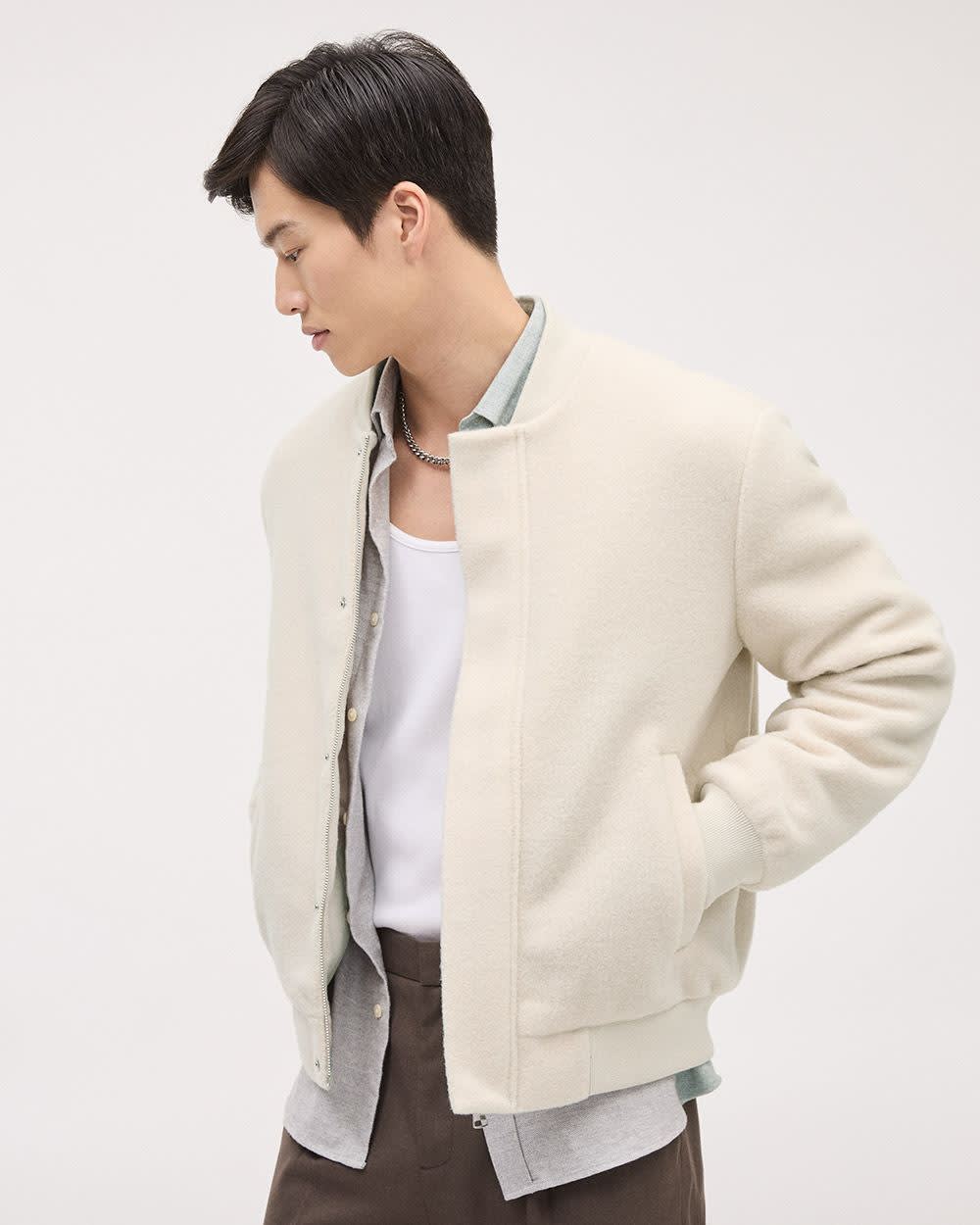 Light Beige Bomber Jacket | RW&CO. Light Beige Bomber Jacket | RW&CO.