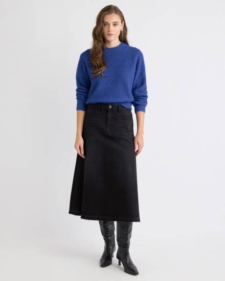 Long-Sleeve Crew-Neck Fuzzy-Knit Sweater