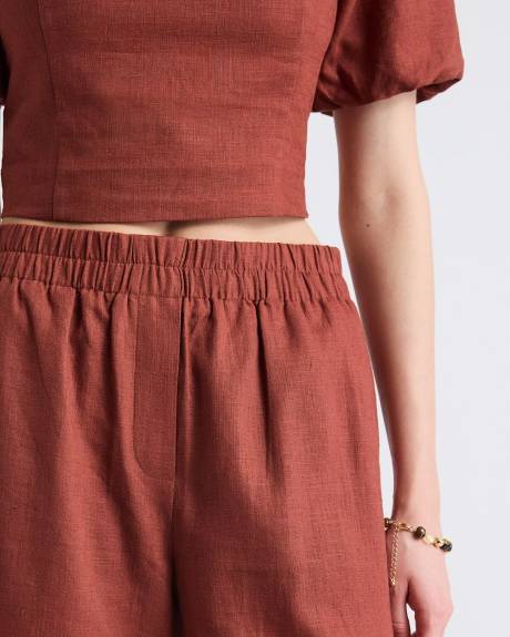 Linen High-Waisted Bermuda