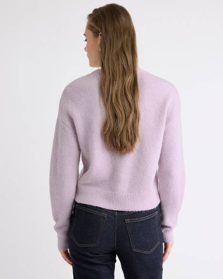 Cardigan en Laine à Manches Longues et Col Rond