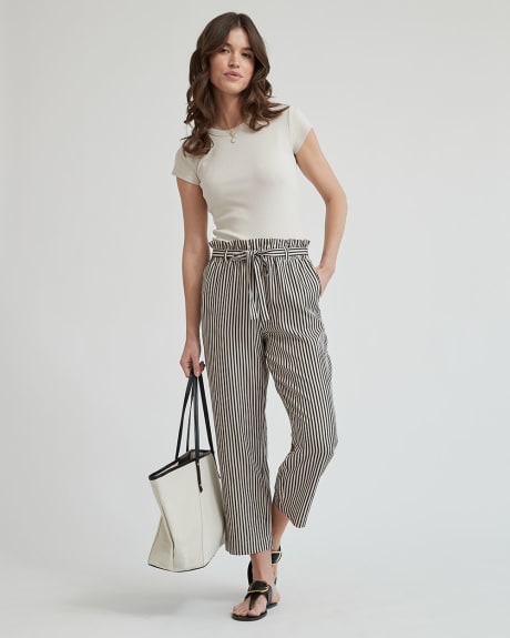 Striped High-Rise Tapered-Leg Ankle Pant