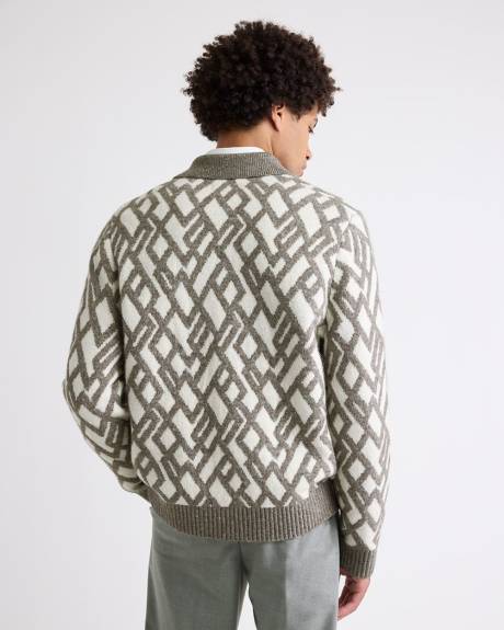 Alpaca-Blend Argyle Cardigan