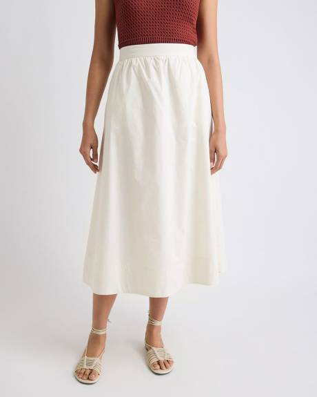 Jupe Midi &agrave; Coupe A &agrave; Taille Haute en Popeline