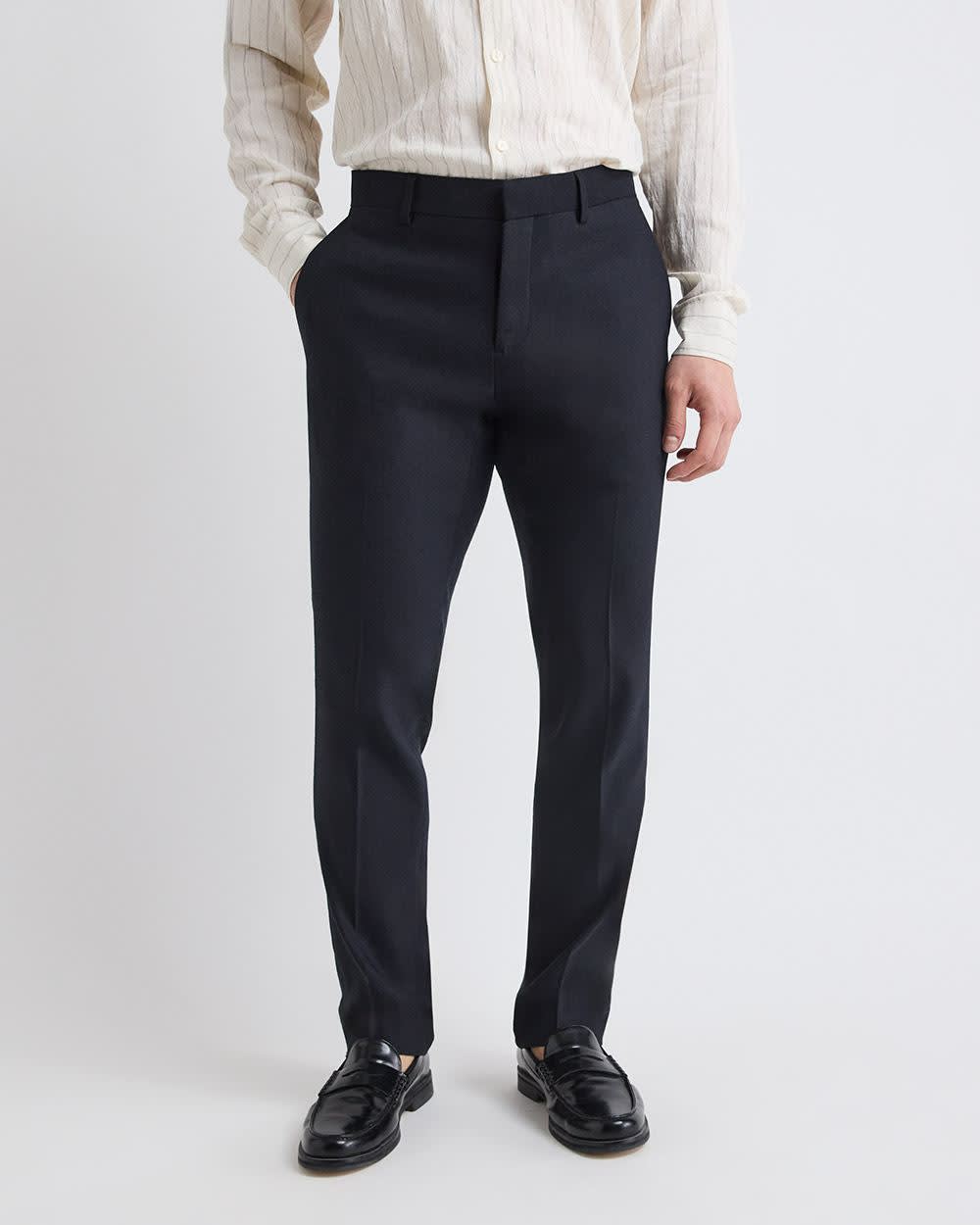 Slim-Fit Black Linen-Blend Suit Pant
