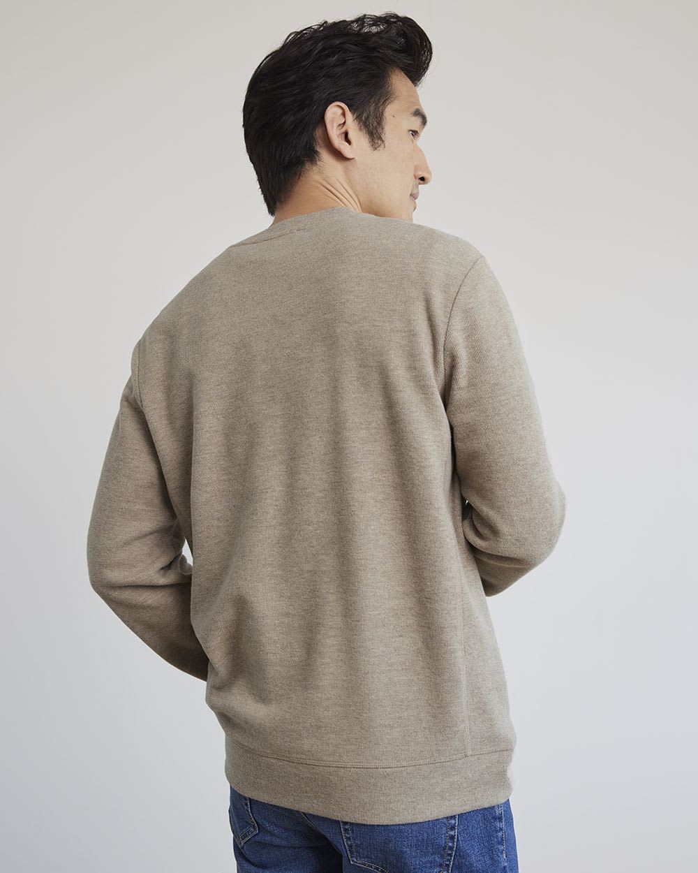 Crew-Neck Waffled-Knit Pullover