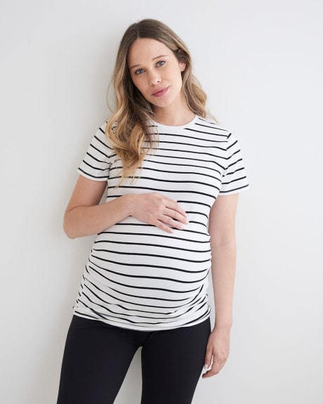 T-Shirt Rayé à Col Rond en Coton Biologique - Thyme Maternité