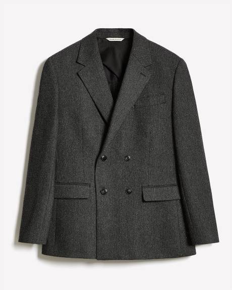 Tailored-Fit Double-Breasted Tweed Suit Blazer