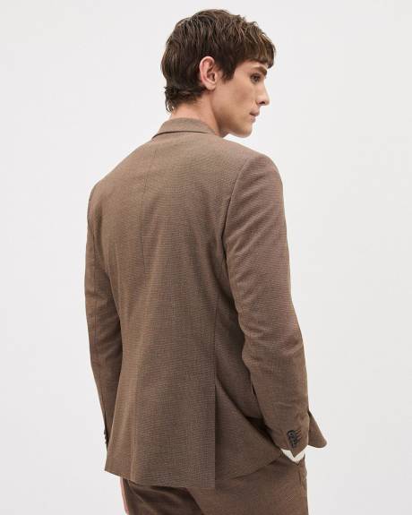 Slim-Fit Bronze Houndstooth Suit Blazer