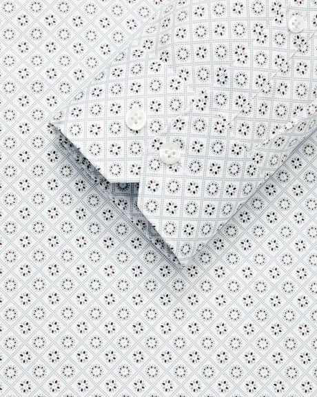 White Micro Patterned Tailored Dress Shirt