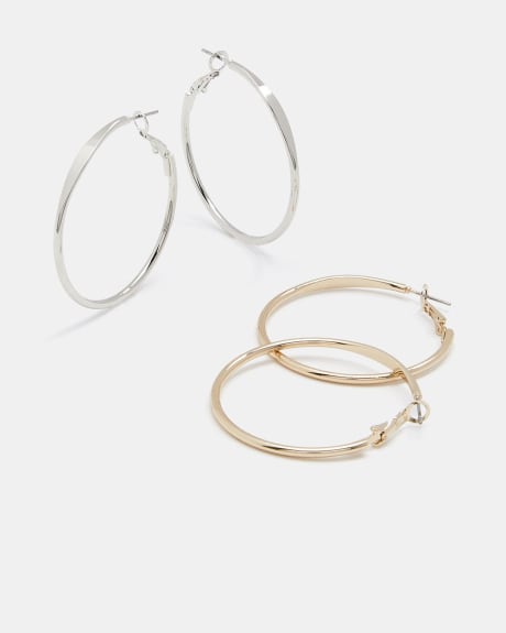 Basic Hoop Earrings - 2 Pairs
