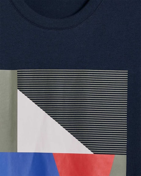 Navy Short-Sleeve T-Shirt with Print
