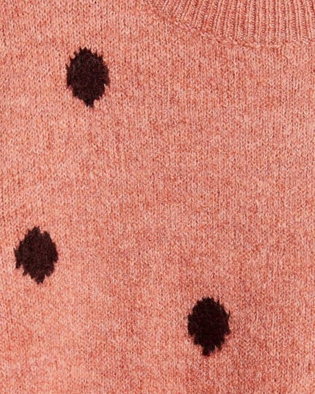 Dotted Jacquard Pattern Crew-Neck Sweater