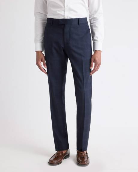 Slim-Fit Navy Checkered Suit Pant