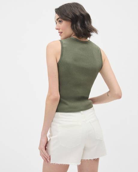 V-Neck Sleeveless Fitted Ribbed Sweater