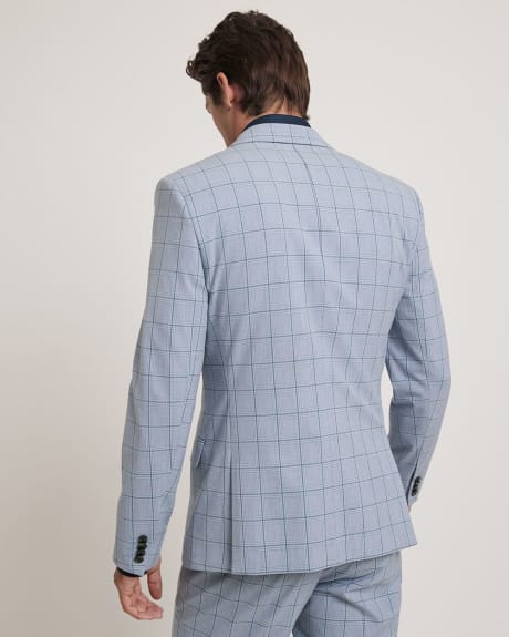 Slim-Fit Blue Checkered Suit Blazer