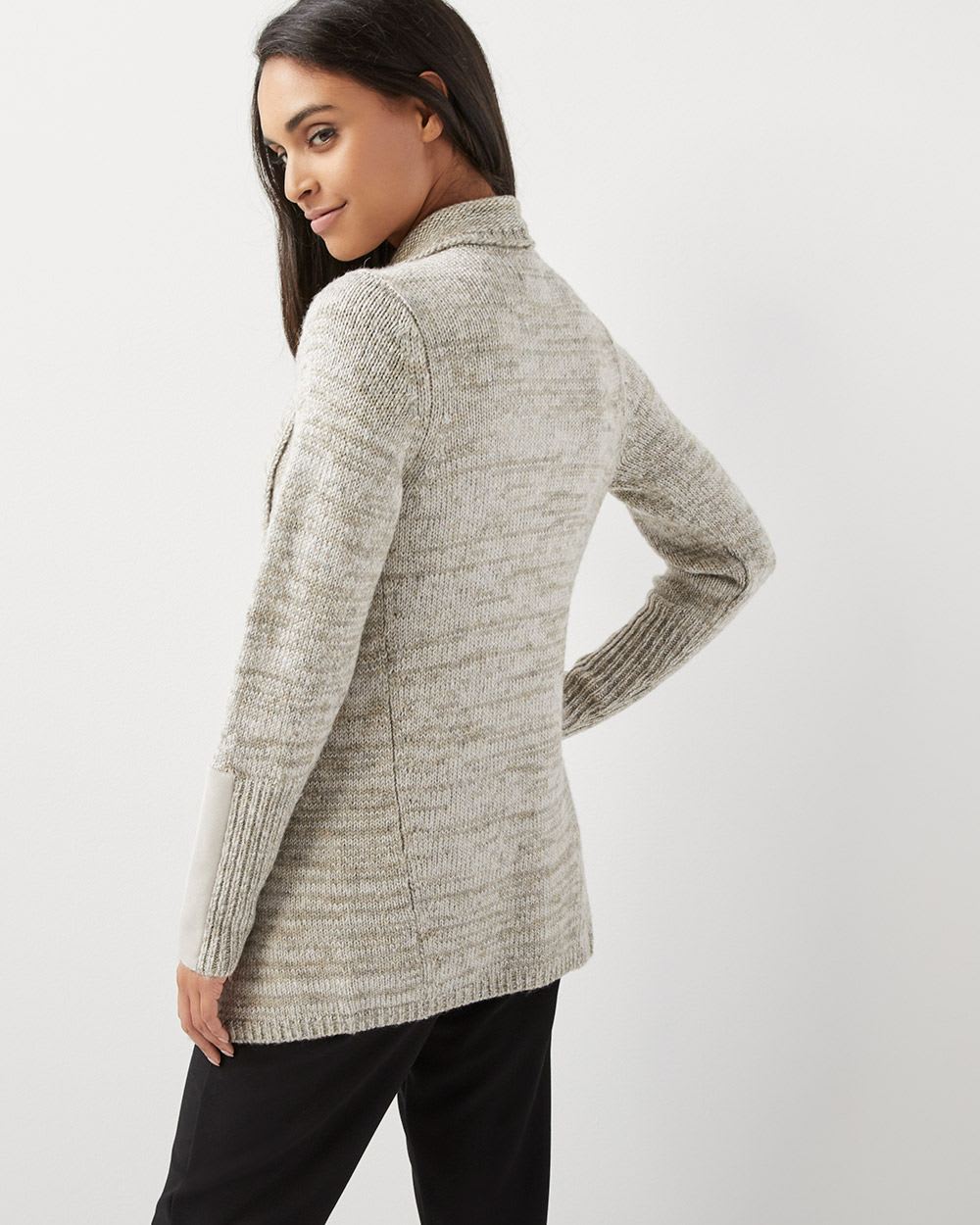 C&G Nep-yarn Cardigan with faux suede sleeves | RW&CO.