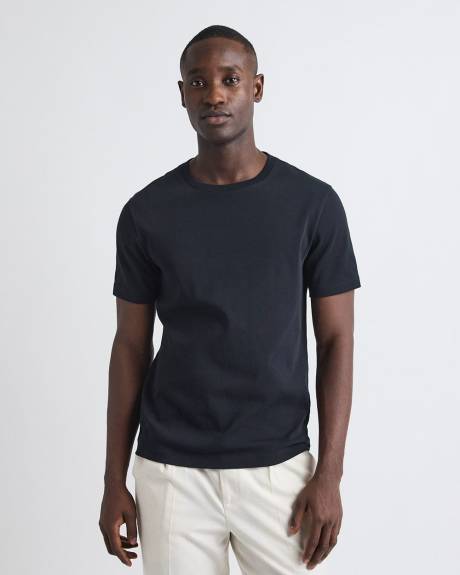Refined Solid Interlock Cotton Crew-Neck Tee