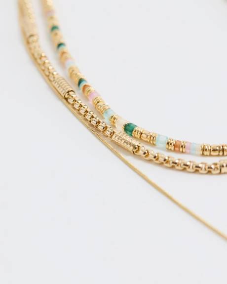 Multi-Chain Necklace with Colourful Beads
