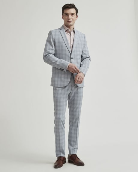 Slim Fit Checkered Grey Suit Blazer