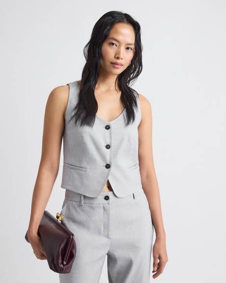 Short Grey-Linen Vest