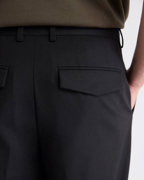Pantalon Habillé à Jambe Fuselée Plissée en Mélange de Laine