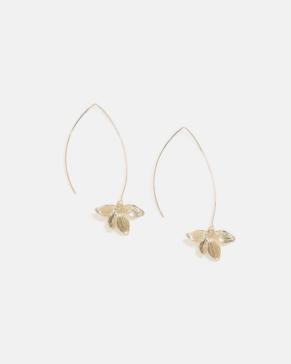 Golden Earrings with Flower Pendants