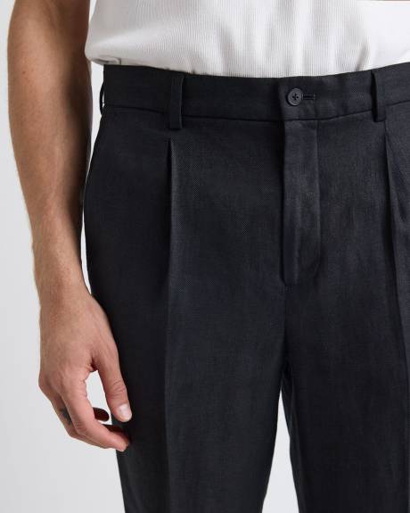 Pleated Tapered-Leg Linen Pant