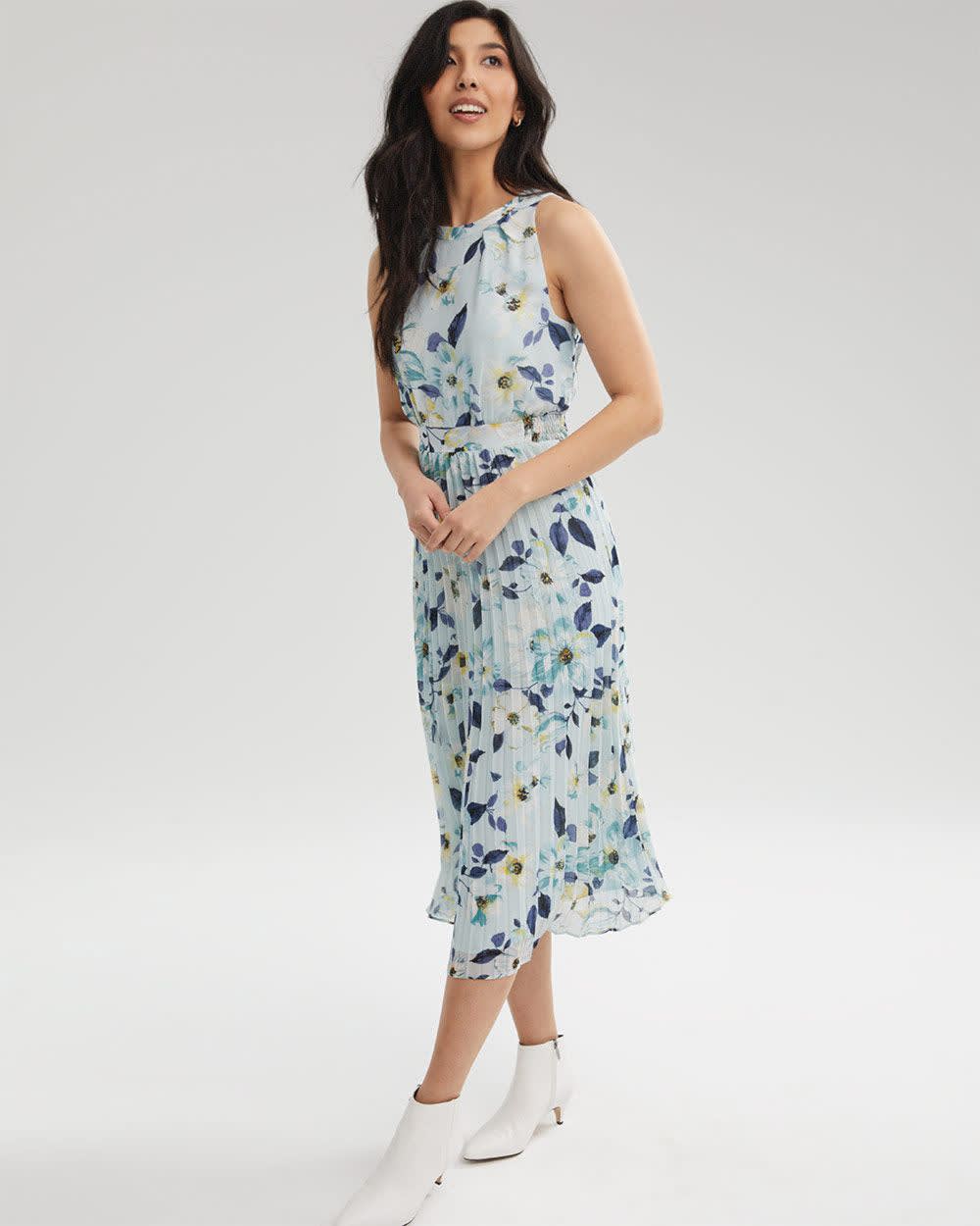 Midi Pleated Chiffon Sleeveless Dress RW&CO.