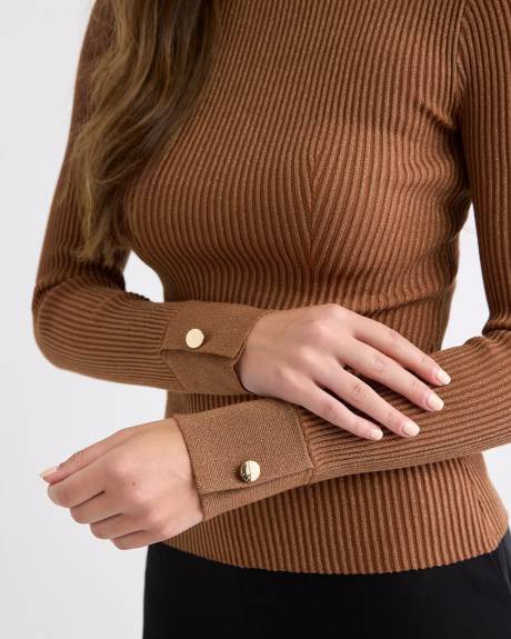 Haut Moulant à Manches Longues et Col Montant avec Fibres Métalliques