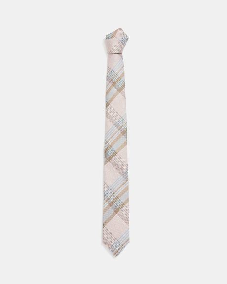 Regular Light Pink Silk Check Tie