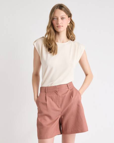 Utility-Extended-Sleeve Crew-Neck Top