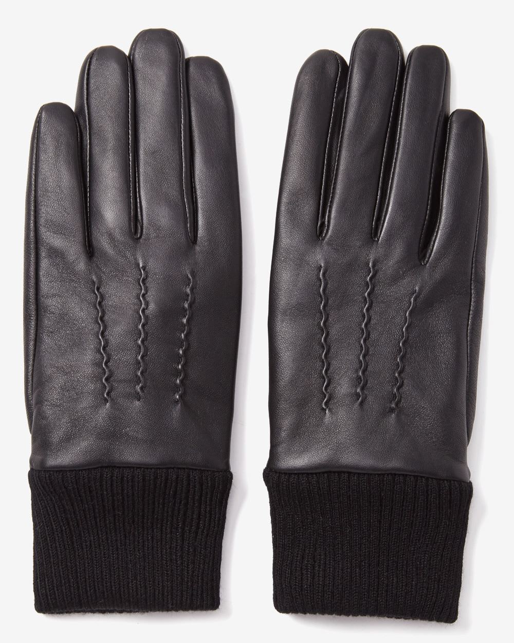 Leather gloves with ribbed cuff | RW&CO.