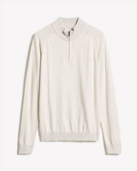 Long-Sleeve Half-Zip Mock-Neck Sweater