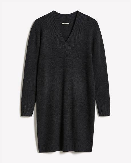 Robe Courte à Manches Longues et Col V