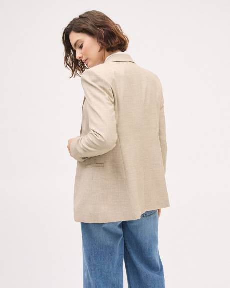 Beige One-Button Blazer