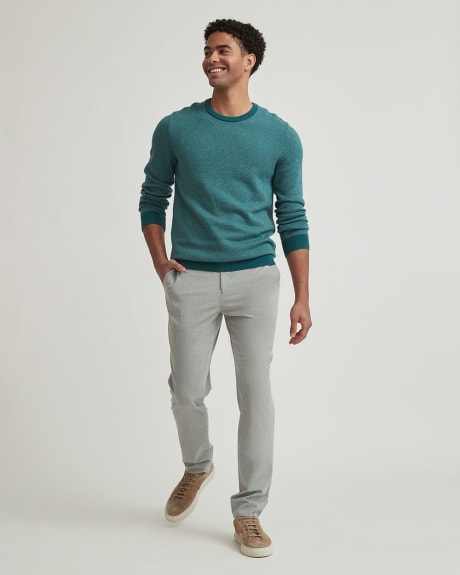 Two-Tone Crew-Neck Pullover Sweater