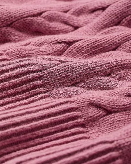 Pull Laine Mérinos à Manches Longues et Col V en Mailles Torsadées