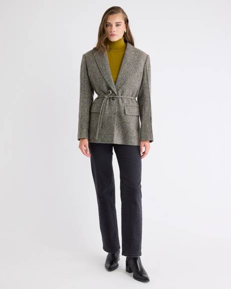 Veston Ample en Tweed à Un Bouton