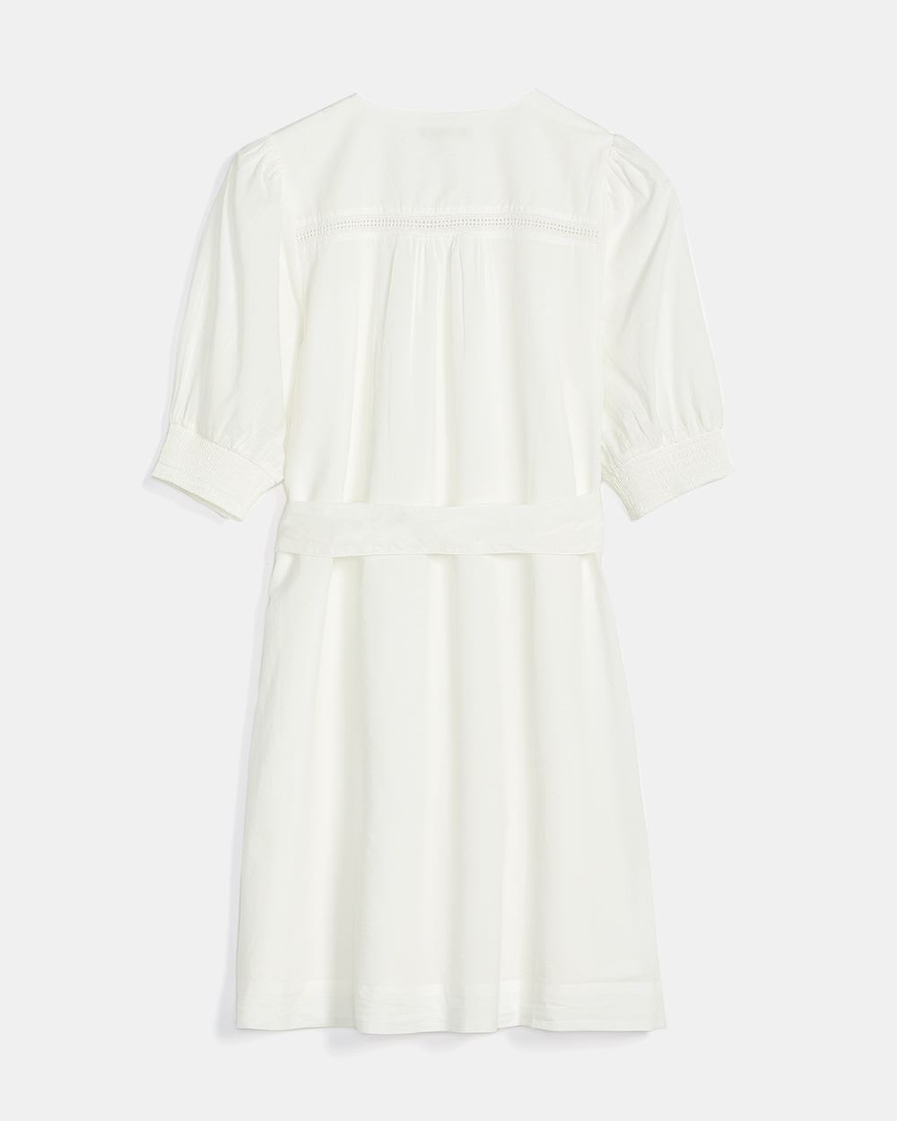 Cotton Voile Puffy Short Sleeve Dress with Front Placket