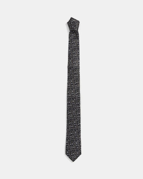 Regular Grey Tie with Floral Pattern