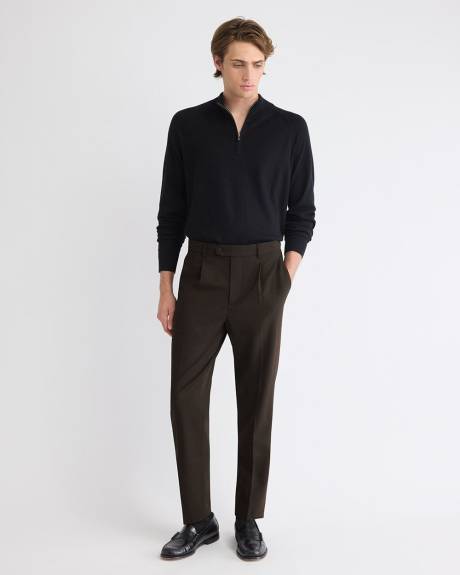 Tapered-Leg Pleated Dress Pant