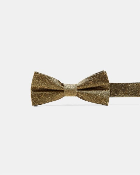 Gold Bow Tie with Tonal Flowers