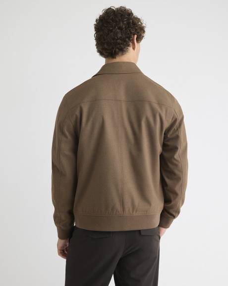 Twill Bomber Jacket with Shirt Collar