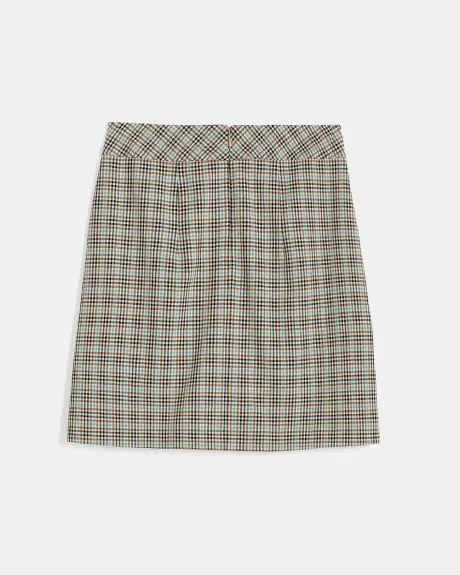 Teal Plaid High-Waist A-Line Mini Skirt