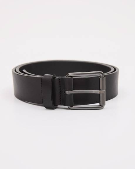Black Leather Belt with Square Buckle