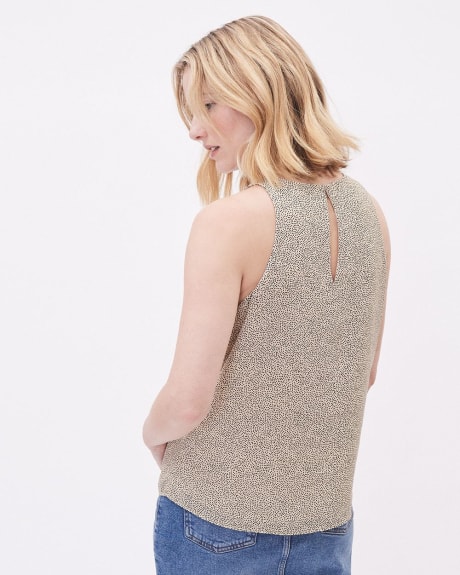 Dotted Crew-Neck Silky Crepe Cami