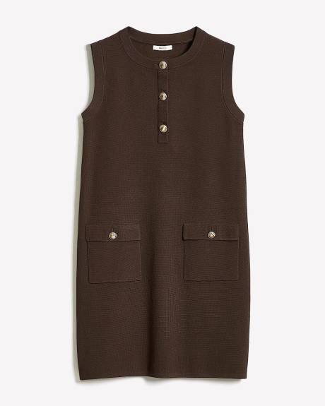 Sleeveless Crew-Neck Mini Sweater Dress